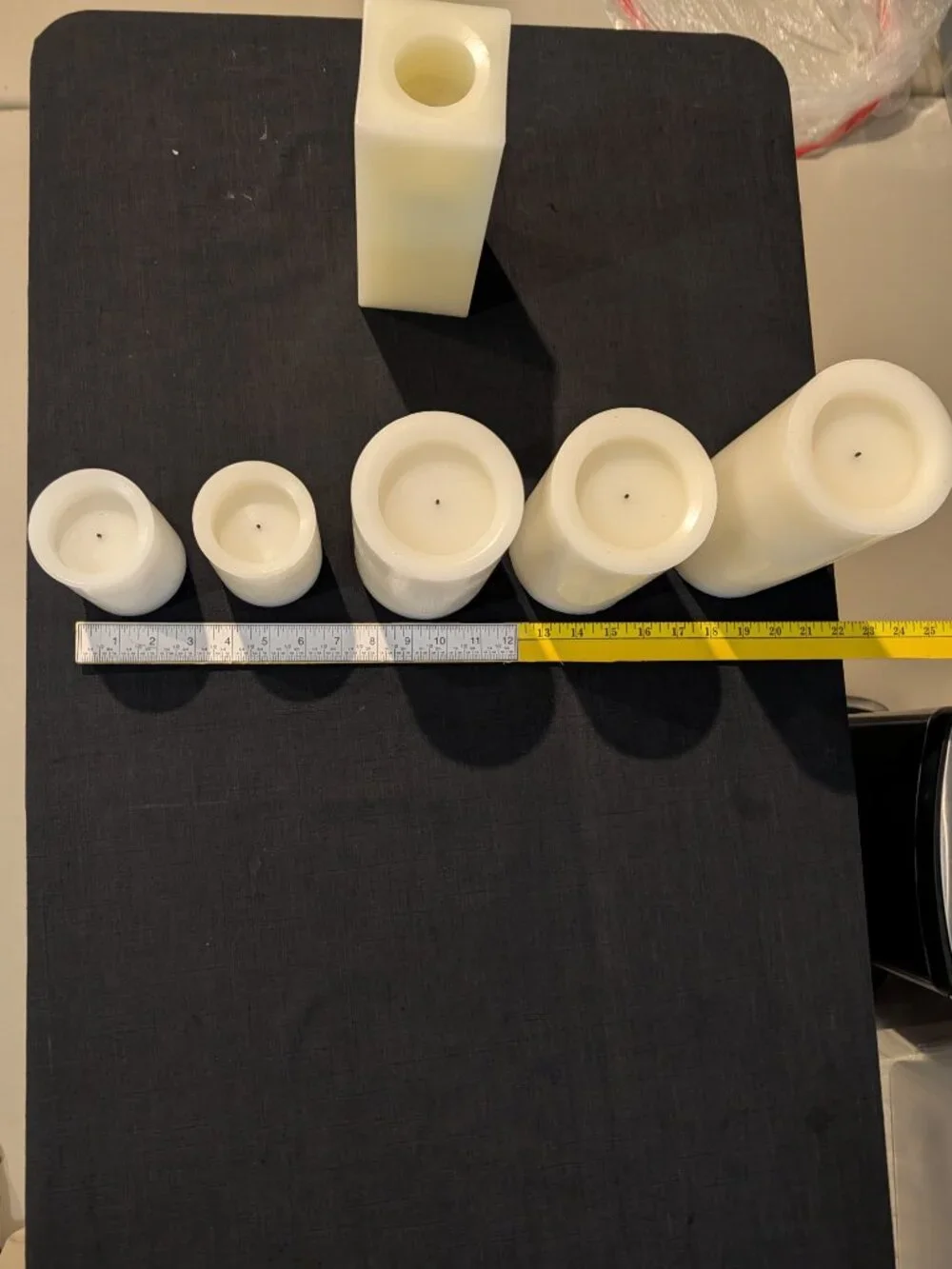 Real Wax Flameless LED Candle Lot - Varying Sizes, Amber Flicker Glow (Set of 6